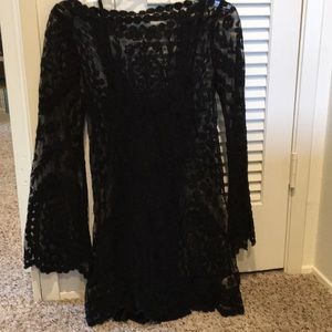 Free People black lace mini dress.